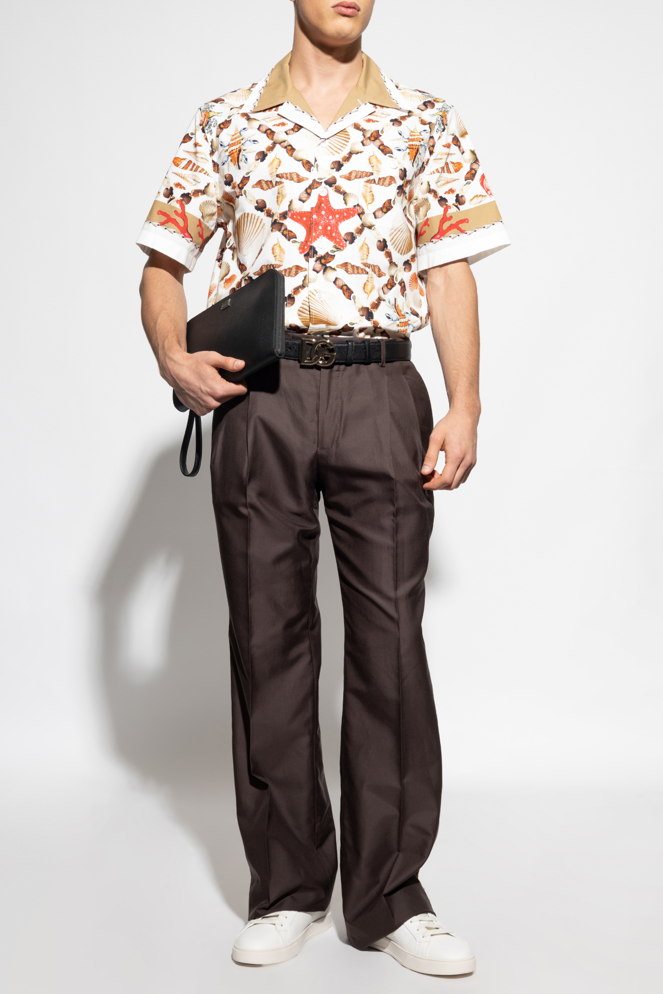 Printed silk twill shirt in black - Dolce Gabbana | Mytheresa